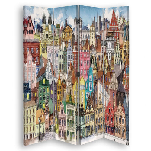 Raumteiler Beidseitig drehbar, Glückliche Stadt - (145x170)