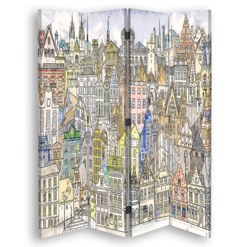 Raumteiler Beidseitig drehbar, Glückliche Stadt - (145x170)