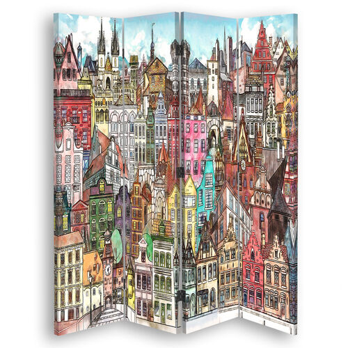 Raumteiler Beidseitig drehbar, Glückliche Stadt - (145x170)