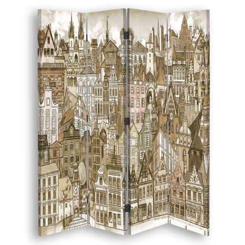 Raumteiler Beidseitig drehbar, Glückliche Stadt - (145x170)