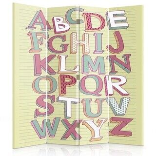 Raumteiler Beidseitig drehbar, Alphabet in Pastellfarben - (145x170)