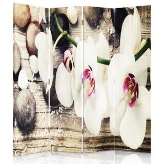 Raumteiler Beidseitig drehbar, Dezenter Charme der Orchideen - (145x170)