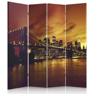 Raumteiler Beidseitig drehbar, Brooklyn Bridge und Manhattan bei Sonnenuntergang - (145x170)