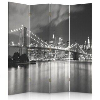 Raumteiler Beidseitig drehbar, Brooklyn Bridge bei Nacht - (145x170)