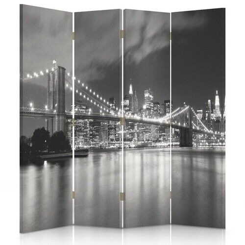 Raumteiler Beidseitig drehbar, Brooklyn Bridge bei Nacht - (145x170)