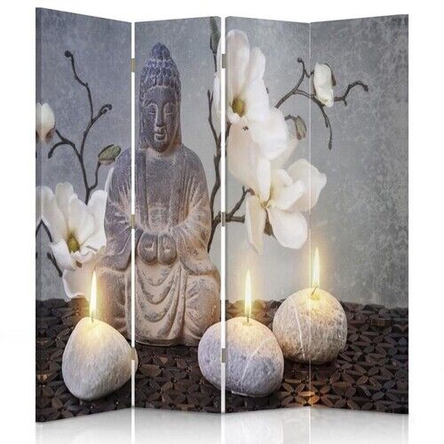 Raumteiler Beidseitig drehbar, Buddha im Kerzenlicht - (145x170)