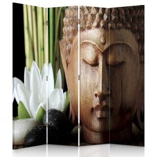 Raumteiler Beidseitig drehbar, Buddha in Holz - (145x170)