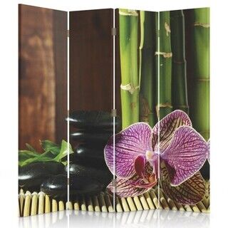 Raumteiler Beidseitig drehbar, Kieselsteine & Orchideen - (145x170)