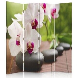 Raumteiler Beidseitig drehbar, Orchidee & funkelnde Steine - (145x170)