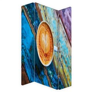Raumteiler Beidseitig drehbar, Kaffee auf rustikalem Tisch - (145x170)