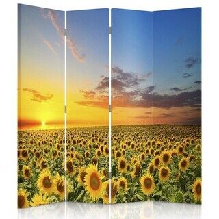 Raumteiler Beidseitig drehbar, Landschaft mit Sonnenblumen - (145x170)