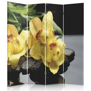 Raumteiler Beidseitig drehbar, Gelber Orchideencharme - (145x170)