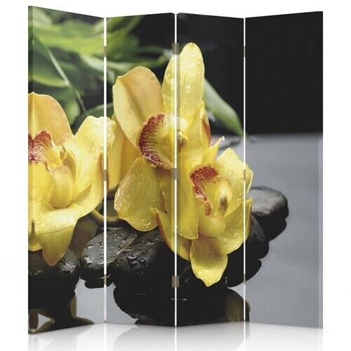 Raumteiler Beidseitig drehbar, Gelber Orchideencharme - (145x170)