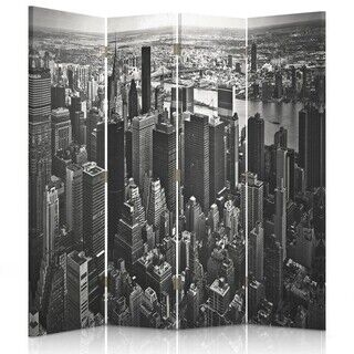 Raumteiler Beidseitig drehbar, Manhattan in Schwarz-Weiß - (145x170)
