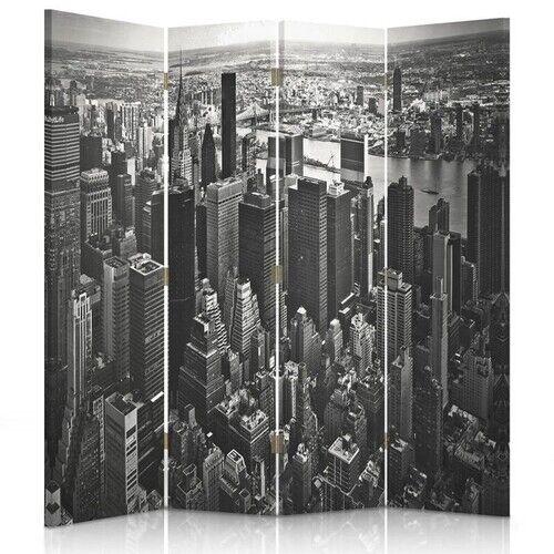 Raumteiler Beidseitig drehbar, Manhattan in Schwarz-Weiß - (145x170)
