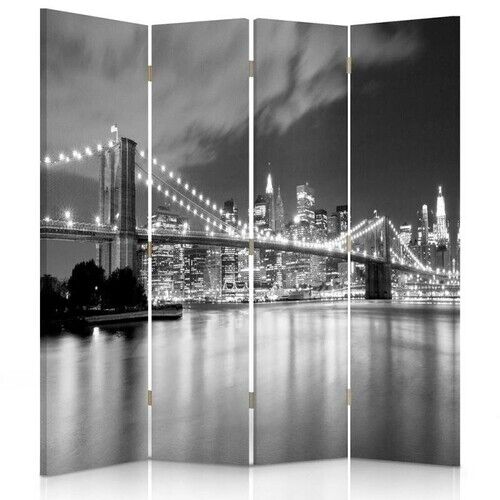 Raumteiler Beidseitig drehbar, Panorama der Brooklyn Bridge - (145x170)