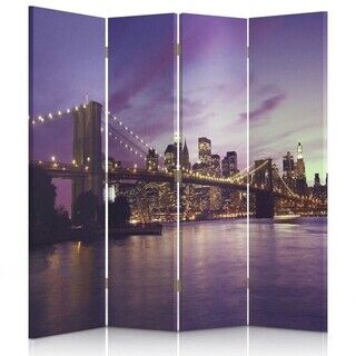 Raumteiler Beidseitig drehbar, Manhattan in Lila versunken - (145x170)