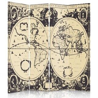 Raumteiler Beidseitig drehbar, Karte der Vintage-Welt - (145x170)