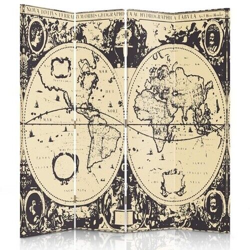 Raumteiler Beidseitig drehbar, Karte der Vintage-Welt - (145x170)