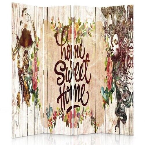 Raumteiler Beidseitig drehbar, Home sweet home Aufschrift - (145x170)