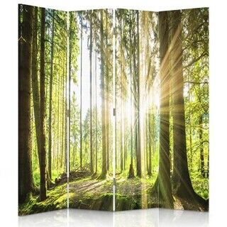Raumteiler Beidseitig drehbar, Sonne im Wald - (145x170)