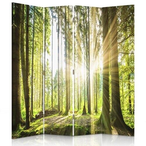 Raumteiler Beidseitig drehbar, Sonne im Wald - (145x170)