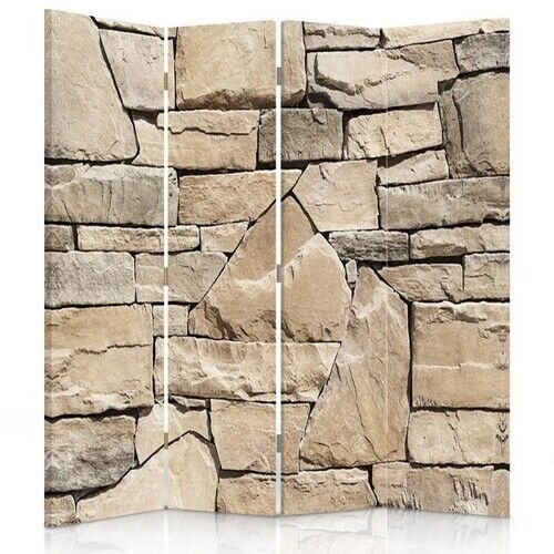 Raumteiler Beidseitig drehbar, Beige Sandsteinwand - (145x170)