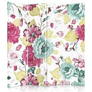 Raumteiler Beidseitig drehbar, Vintage Blumen - (145x170)