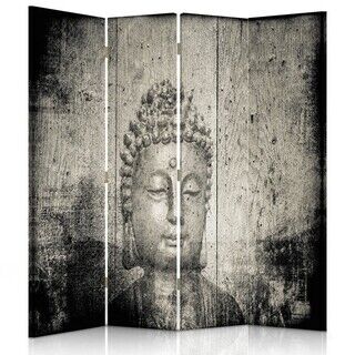 Raumteiler Beidseitig drehbar, Bild von Buddha in Grau - (145x170)