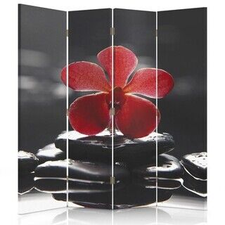 Raumteiler Beidseitig drehbar, Zen mit roter Orchidee - (145x170)