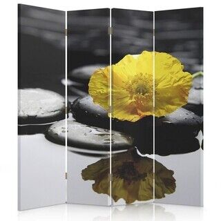 Raumteiler Beidseitig drehbar, Zen mit gelber Blume - (145x170)