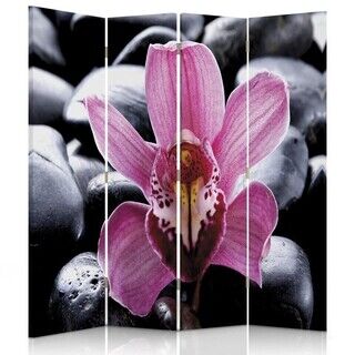 Raumteiler Beidseitig drehbar, Zen mit Orchideenblüte - (145x170)