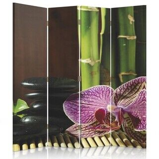 Raumteiler Beidseitig drehbar, Zen mit rosa Orchidee - (145x170)