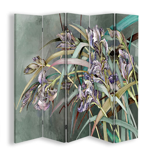 Raumteiler Beidseitig, Irisblumen im Wind - (180x170)