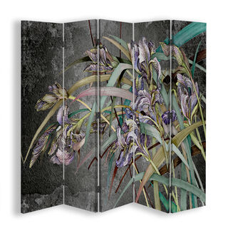 Raumteiler Beidseitig, Irisblumen im Wind - (180x170)