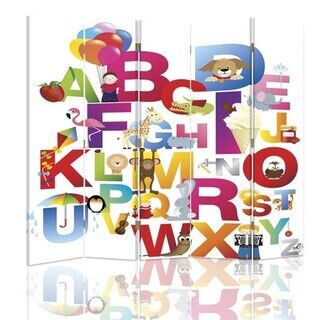 Raumteiler Beidseitig, Buntes Alphabet - (180x170)