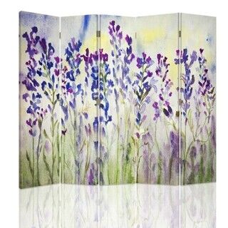 Raumteiler Beidseitig, Gemalte Blumen auf weißem Hintergrund - (180x170)