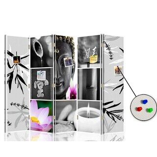 Raumteiler Beidseitig PIN IT, Grau Zen - (180x170)