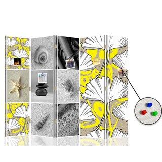 Raumteiler Beidseitig PIN IT, Ginkgo biloba und Muscheln - (180x170)
