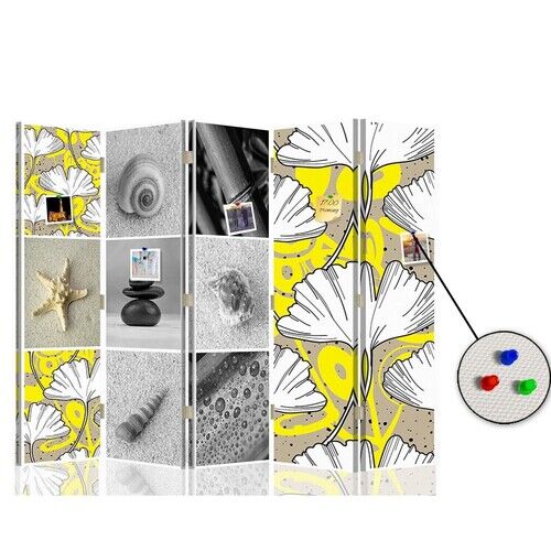 Raumteiler Beidseitig PIN IT, Ginkgo biloba und Muscheln - (180x170)