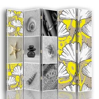 Raumteiler Beidseitig drehbar, Ginkgo biloba und Muscheln - (180x170)