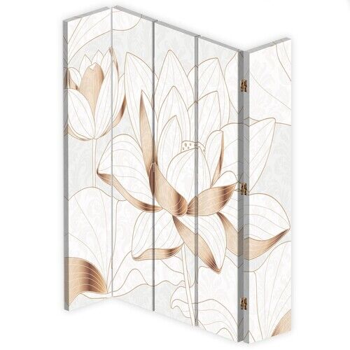 Raumteiler Beidseitig drehbar, Lotusblume in Beige - (180x170)