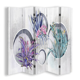 Raumteiler Beidseitig drehbar, Runde Boxen Regale mit Blumen - (180x170)