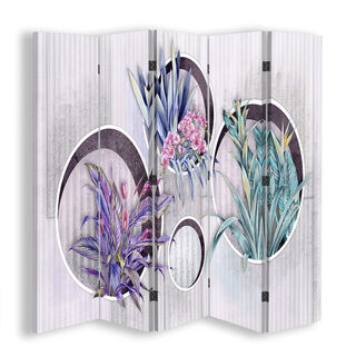 Raumteiler Beidseitig drehbar, Runde Boxenregale mit Blumen - (180x170)