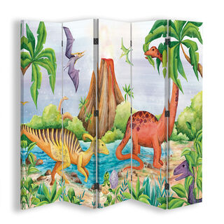 Raumteiler Beidseitig drehbar, Dinosaurier am See - (180x170)