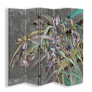 Raumteiler Beidseitig drehbar, Irisblumen im Wind - (180x170)