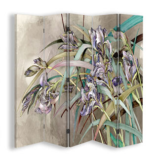 Raumteiler Beidseitig drehbar, Irisblumen im Wind - (180x170)