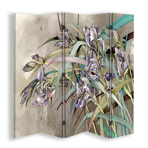Raumteiler Beidseitig drehbar, Irisblumen im Wind - (180x170)