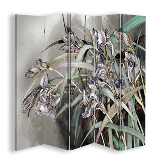 Raumteiler Beidseitig drehbar, Irisblumen im Wind - (180x170)
