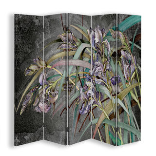Raumteiler Beidseitig drehbar, Irisblumen im Wind - (180x170)